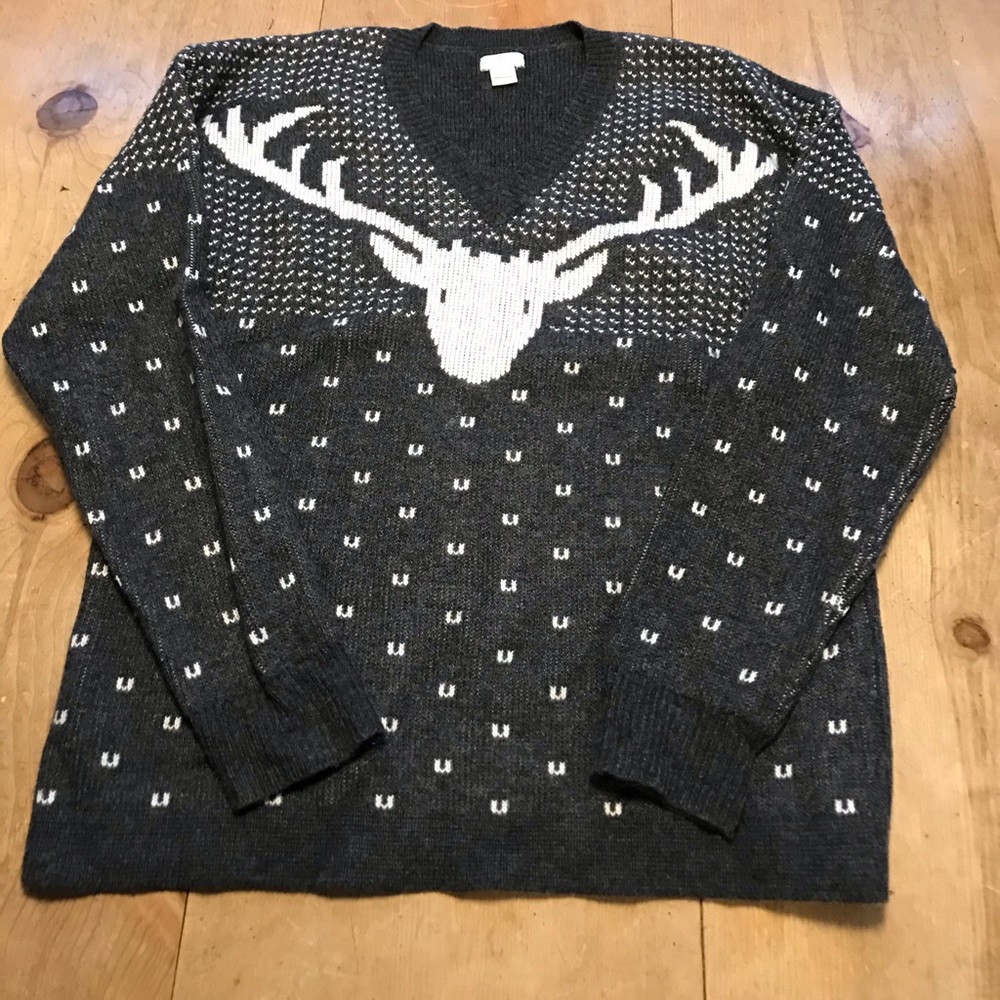 J Crew Sweater WDeer S/L